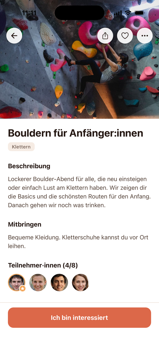 Event-Detailansicht in der Samble-App